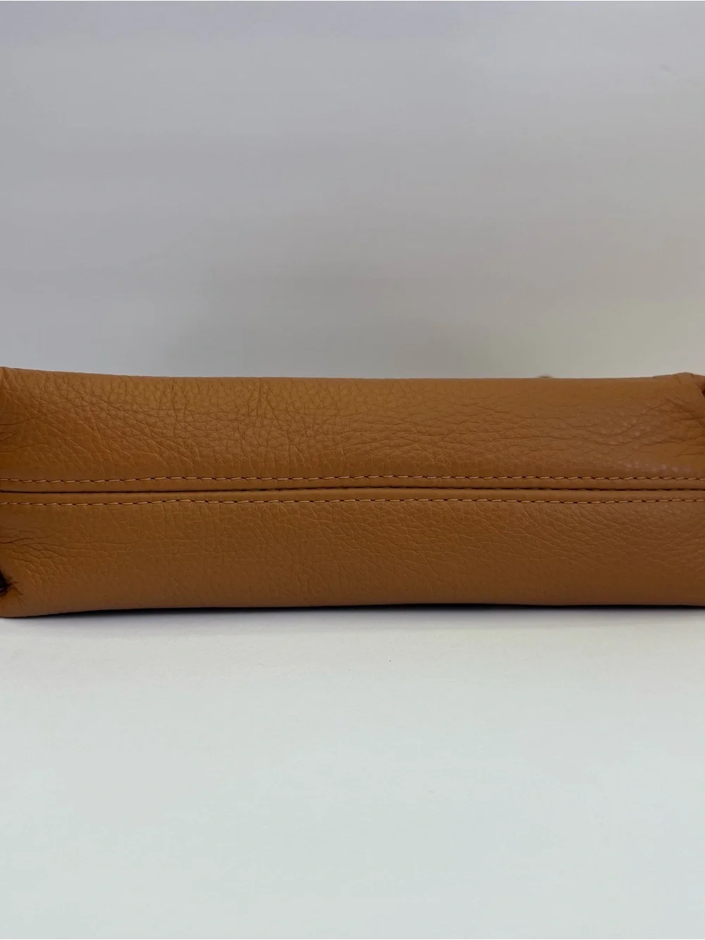 Elophina Purse Cognac Tan Pebbled Leather Purse Crossbody Clutch Bag Made In USA